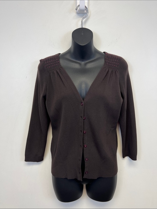 LOFT Sweaters - Ann Taylor Loft Women's Y2K Brown Pink V Neck Buttoned Cardigan Small